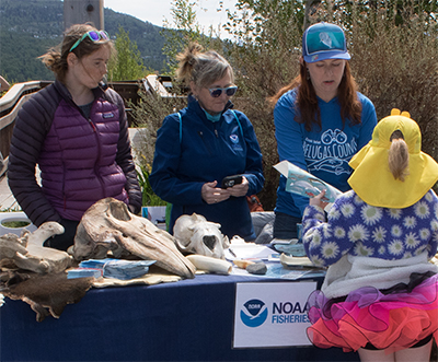 A visitor at the NOAA booth at Potter Marsh Discovery Day Close to 30 organizations participated in the annual event All photos by Ben Henning