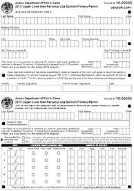Upper Cook Inlet Personal Use Permit  The top half is the vendor copy  The bottom half is the harvest card