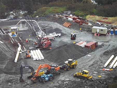 Allison Creek Hydropower Project near Valdez Construction of Powerhouse and Penstock Photo MD Miller  Taken Sept 15 2014