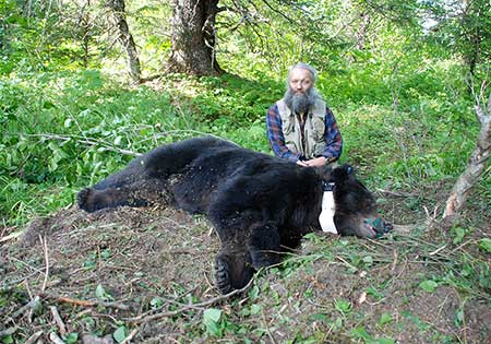 LaVern Beier and Bear 425 a very dark colored brown bear collared in the Berners Bay area in June of 2007 Very dark and even blackcolored brown bears are not unusual on Admiralty Island where they were once considered a subspecies known  as Shirasi bears