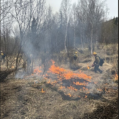 Close to three dozen personnel worked on the fire Fire crews included Pioneer Peak Interagency Hotshot Crew and MatSu Initial Attack Crew