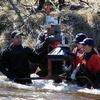 At the Anchor River sonar site we use a type of sonar technology known as DIDSON to detect fish. A single DIDSON transducer is deployed from the sonar site’s south bank
and submerged near the end of the partial weir.