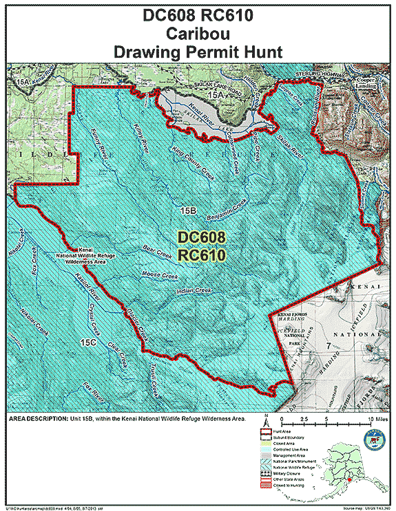 Map of caribou hunt number dc608