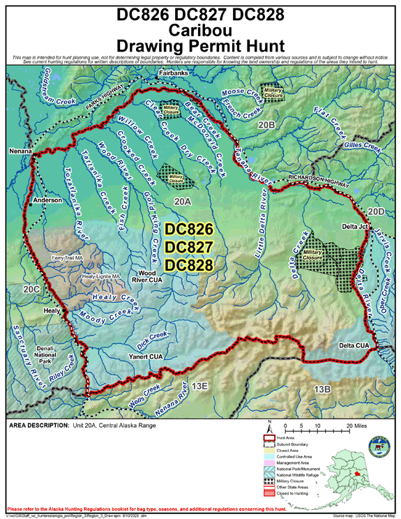 Map of caribou hunt number dc827