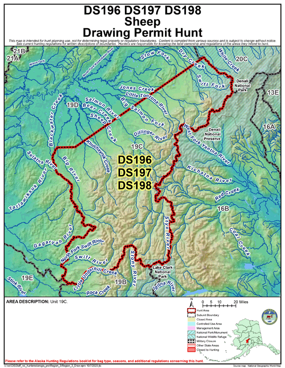 Map of sheep hunt number ds196